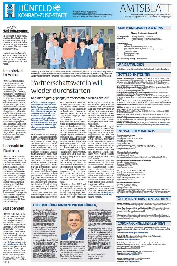 Amtsblatt vom 25. September 2021